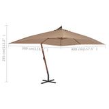 Cantilever Garden Parasol Taupe Laminated Bamboo, Firwood, Polyester 44492