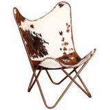 Butterfly Chair Brown and White Real Cowhide Leather 243696