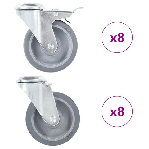 16 pcs Bolt Hole Swivel Casters 100 mm 277893