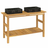 Bathroom Vanity Cabinet with Black Marble Sinks Solid Wood Teak 3096577