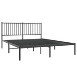 ZNTS Metal Bed Frame without Mattress with Headboard Black 150x200cm 350866