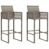 3 Piece Garden Bar Set without Cushions Grey Poly Rattan Acacia 3328887