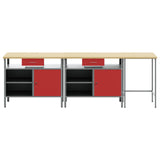 Work Bench Set with Lock 3 pcs Red and Grey Powder-Coated Steel 3321397