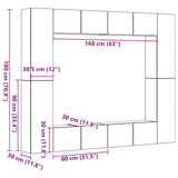 Wall Mounted TV cabinets 8 pcs Artisan Oak Engineered Wood 3328954