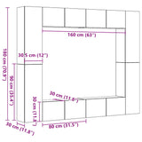 ZNTS Wall Mounted TV cabinets 8 pcs Artisan Oak Engineered Wood 3328954