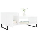 ZNTS Coffee Table High Gloss White 100x50x45 cm Engineered Wood 830838