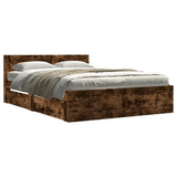 Bed Frame with Headboard without Mattress Smoked Oak 140x190 cm 3295594