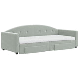 Daybed with Trundle and Drawers Light Grey 90x190 cm Velvet 3197397