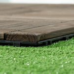 ZNTS 12" x 12" Interlocking Deck Tiles, Pack of 27 Outdoor Flooring Patio Tiles-Teak-AS 46120676