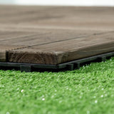 ZNTS 12" x 12" Interlocking Deck Tiles, Pack of 27 Outdoor Flooring Patio Tiles-Teak-AS 46120676
