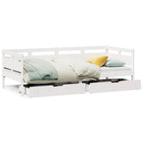 Daybed with Drawers without Mattress White 90x190 cm Single Solid Wood 3302119