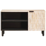 TV Cabinet White Wash Finish 80 x 33 x 46 cm Solid Mango Wood 4017879