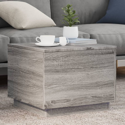 ZNTS Coffee Table with LED Lights Grey Sonoma 50x50x40 cm 839873