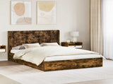Bed Frame with Storage and Headboard Smoked Oak 160 x 200 cm 3414011