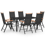 Dining Set Black Powder-coated aluminium, textilene, WPC Foldable 3070626
