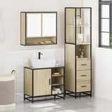 ZNTS 3 Piece Bathroom Furniture Set Sonoma Oak Engineered Wood 3301176