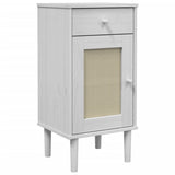 ZNTS Bedside Cabinet SENJA Rattan Look White 40x35x80 cm Solid Wood Pine 358017