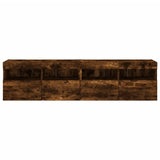 TV Wall Cabinets with LED Lights 2 pcs Smoked Oak 80x30x40 cm 837206