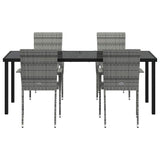 Garden Dining Set 5 pcs Grey Powder-Coated Steel 3379414