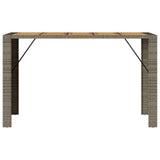 Garden Bar Table with Acacia Wood Top Grey 185x80x110 cm Poly Rattan 368701
