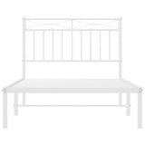 Metal Bed Frame without Mattress with Headboard White 100x190cm 373734