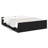 Bed Frame Black Engineered wood Double Storage Bed Frame 3280280