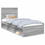 Bed Frame Grey Sonoma 90 x 190 cm Solid Pine Wood 3409404