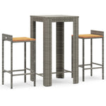 3 Piece Garden Bar Set Grey Poly Rattan&Solid Wood Acacia 3187707