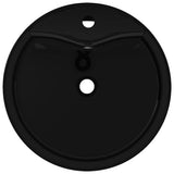 Ceramic Bathroom Sink Basin Faucet/Overflow Hole Black Round 141939