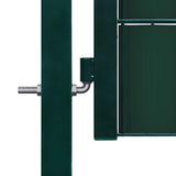 Fence Gate PVC and Steel 100x124 cm Green 145229