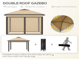 3.3 x 3.3m Pop Up Gazebo, Double Roof Foldable Canopy Tent with Zipped Mesh Sidewalls, Height T3398P318790