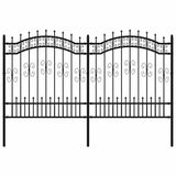Garden Fence KAMPEN with Spear Top Black 240x125 cm Steel 151086