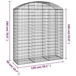 Arched Gabion Basket 150x50x160/180 cm Galvanised Iron 153458