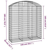 Arched Gabion Basket 150x50x160/180 cm Galvanised Iron 153458