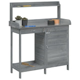 Potting Table with Cabinet Grey 110.5x45x124.5 cm Solid Wood Fir 156345