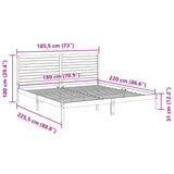 Extra Long Bed Frame without Mattress 180x220 cm Solid Wood 3309317
