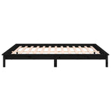 LED Bed Frame without Mattress Black 120x190 cm Small Double Solid Wood 820645