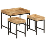 Nesting Coffee Tables 3 pcs Solid Rough Mango Wood and Iron 372732