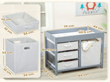 Baby Changing Unit with 4 Storage Drawers, Mat for Bedroom Nursery, 84 x 84.5 cm, Grey T3398P378902