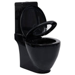 ZNTS WC Ceramic Toilet Bathroom Round Toilet Bottom Water Flow Black 141136