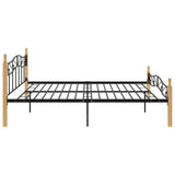 Bed Frame without Mattress Black Metal&Solid Oak Wood 200x200 cm 324917