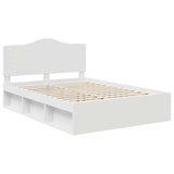 Bed Frame with Headboard White 140 x 190 cm Solid Pine Wood 3413308
