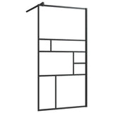 Walk-in Shower Wall with Shelf Black 90x195 cm ESG Glass&Aluminium 3185461