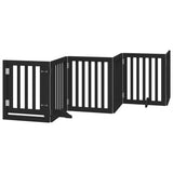 Dog Gate with Door Foldable 6 Panels Black 300 cm Poplar Wood 352253