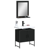2 Piece Bathroom Cabinet Set Black Engineered Wood 3214334