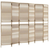 Room Divider 6 Panels Beige Poly Rattan 365403