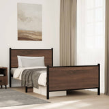 Metal Bed Frame without Mattress Brown Oak 107x203 cm 4007779
