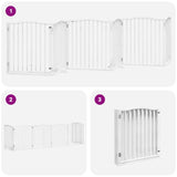 Dog Gate with Door Foldable 6 Panels White 480 cm Poplar Wood 3155621
