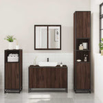 ZNTS 3 Piece Bathroom Furniture Set Brown Oak Engineered Wood 3300954