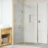 Walk-In Shower Wall Folding Gold 110 x 6.5 x 190 cm 42017973